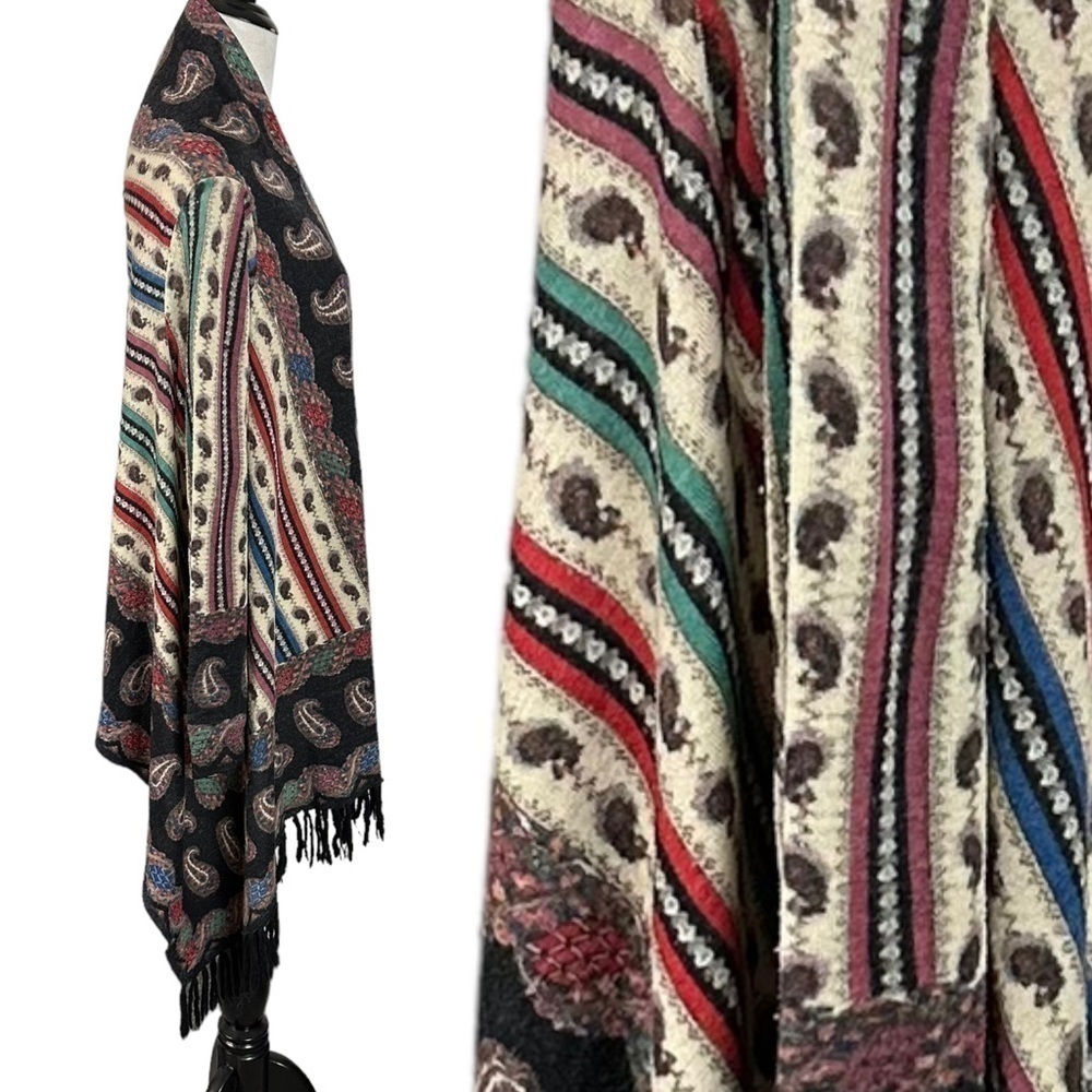 Anthropologie Guinevere Merino Wool Cardigan Sweater Bohemian Gypsy Fringe Small - Picture 8 of 16